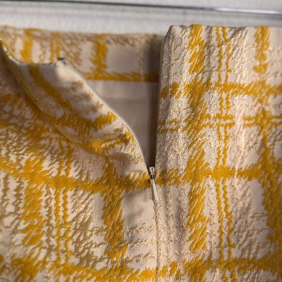 Talbots Skirt Womens Sz 14 Yellow Ivory Brocade 70’s Inspired Chic Streetwear - Picture 4 of 7